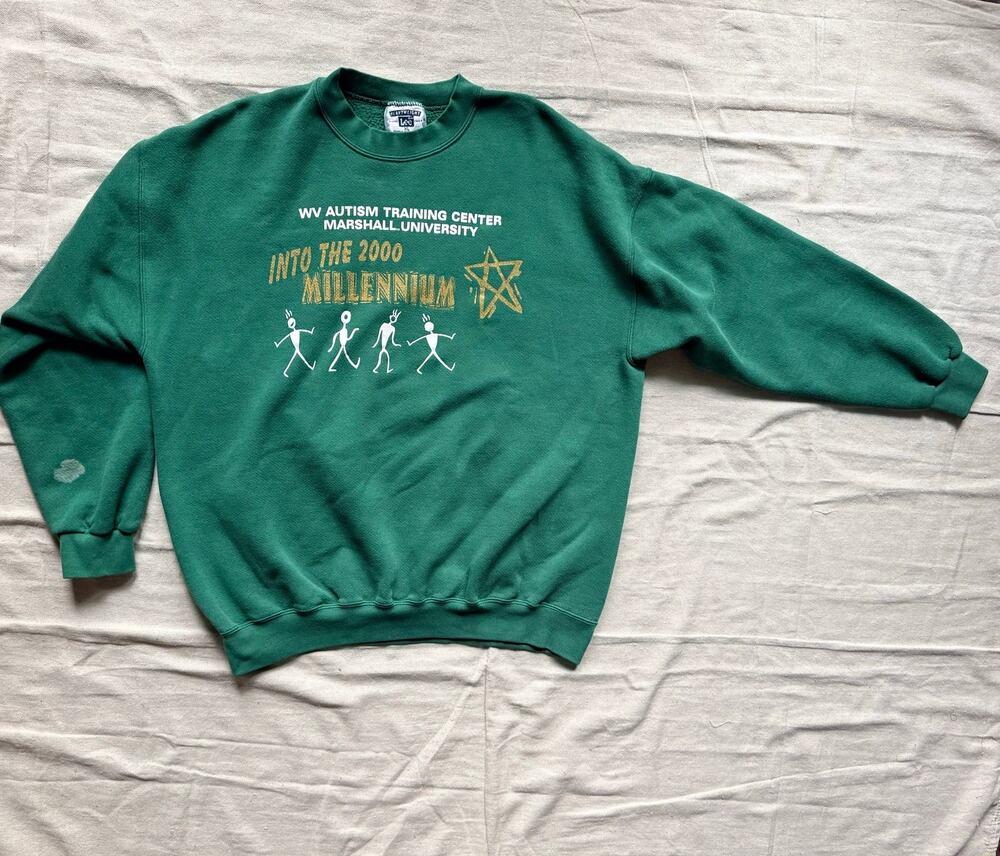 Vintage 90's Lee Sweatshirt Men's XL Heavyweight Crewneck Green Collegiate Gym